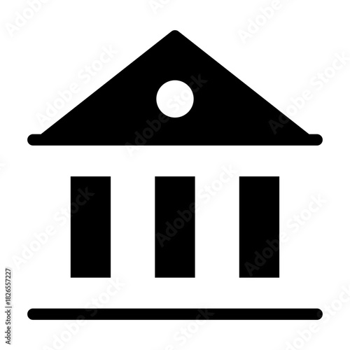 Bold glyph icon of a government building, filled institutional structure silhouette.