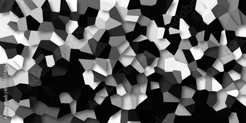Abstract grayscale geometric mosaic pattern with sharp edges and subtle shadows creating depth and texture