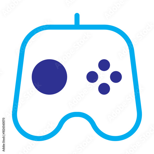 Blue color icon of a game controller, vibrant gaming blend.