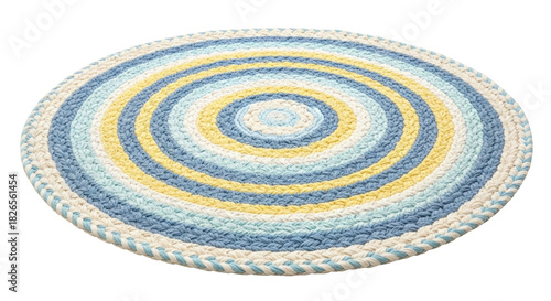 Bild auf Leinwand Isolated braided rug with colorful pattern, circular shape, for interior design