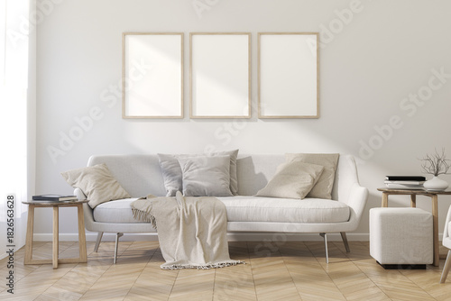 Konstfotografi Tthree frame mockup. 3d render.