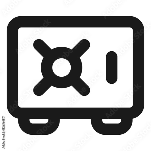 Safe vault icon – security strongbox with combination lock in minimal outline style
