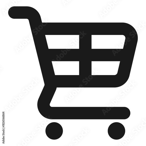Shopping cart icon – retail trolley symbol in minimal flat outline style
