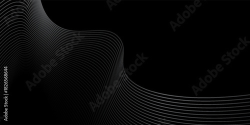 Wave Black abstract background design. Modern wavy line.  simple art good nice