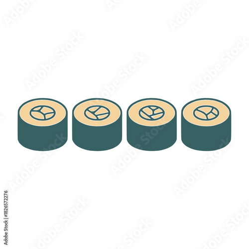 Maki Sushi Rolls Flat Vector