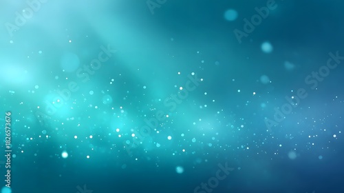 Abstract ethereal background featuring glowing particles soft bokeh circles and a tranquil blue green gradient with subtle light rays ideal for digital design
