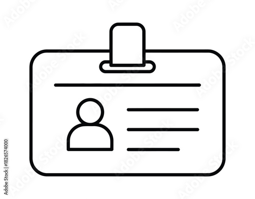ID Card or Badge Outline Icon - Identification, Access & Personal Info
