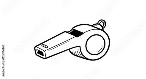 silver whistle isolated on white