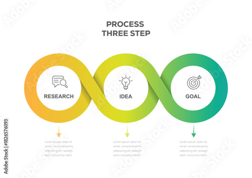 Modern timeline infographic design with circle for business template.  Creative concept with 3 steps or option. Vector chart. 