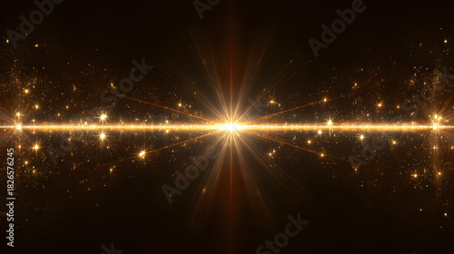 Glowing star-themed holiday border with radiant golden streaks around dark luxurious background 