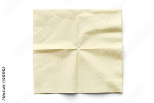 Crumpled yellow paper isolated on white background