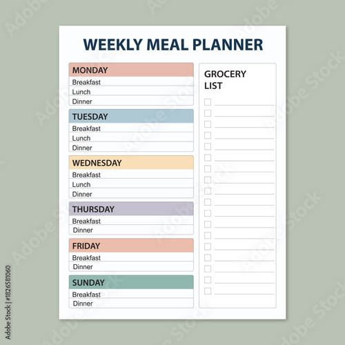 planner, meal planner, weekly meal planner, meal planning, food schedule, weekly menu, diet planner, nutrition planner, meal prep template, kitchen organizer, grocery planner, weekly food organizer
