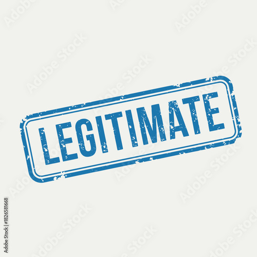 Blue legitimate grunge rubber stamp on a light background, indicating authenticity or validity.