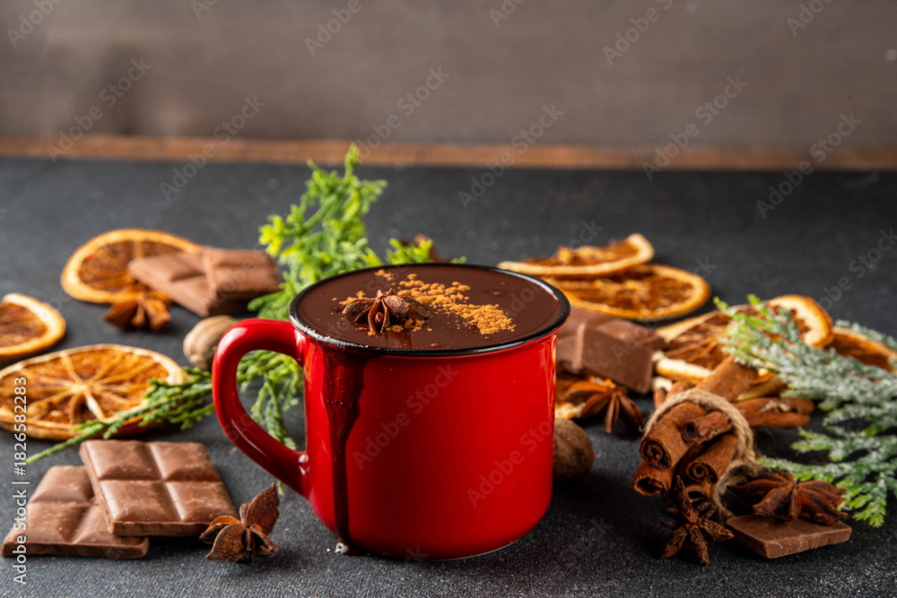 Obraz premium Traditional christmas hot chocolate drink cup