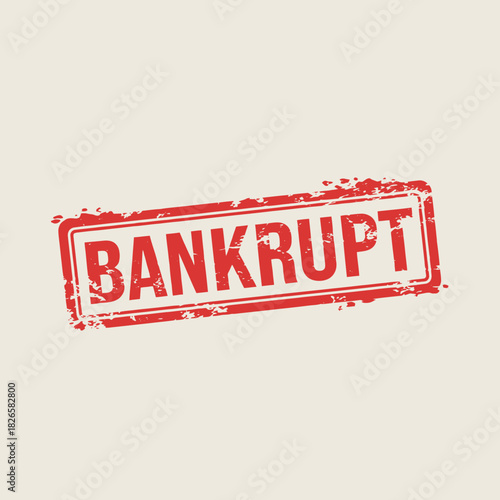 Red rectangular rubber stamp with the word BANKRUPT in bold capital letters, indicating financial insolvency or failure.