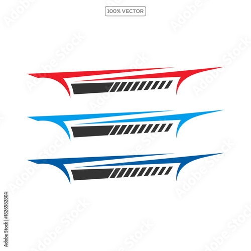 Sports stripes, car stickers. Racing decals for tuning. Abstract Car decal design vector template