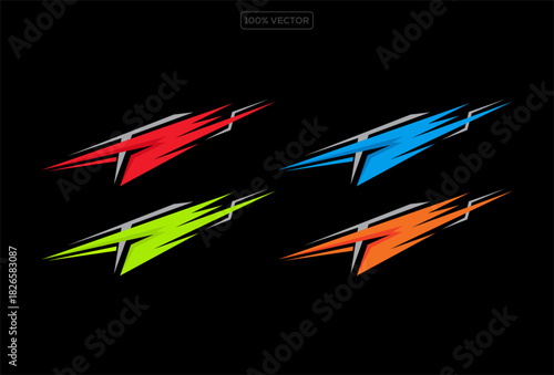 Sports stripes, car stickers. Racing decals for tuning, Automobile decoration. Racing design vector