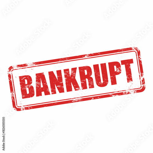 Red grunge rubber stamp with the word "BANKRUPT" on a white background, symbolizing financial failure or insolvency.