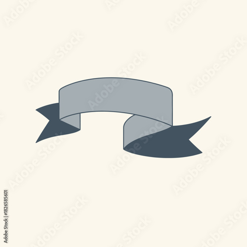A simple illustration of a gray ribbon banner, suitable for various design purposes.