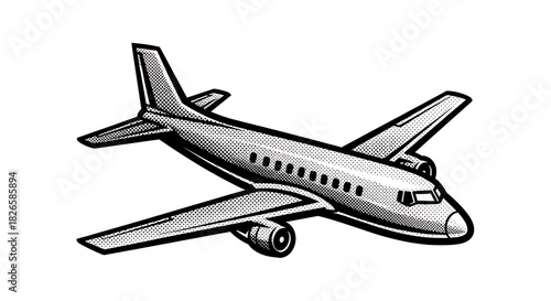 Airplane Illustration - Commercial Jet, Travel Icon