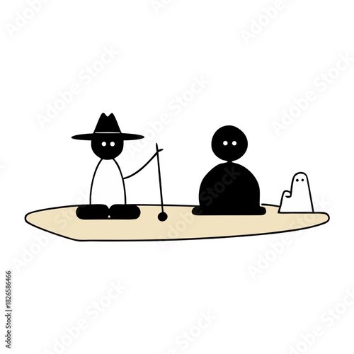 illustration of a man sitting on a chair and looking up