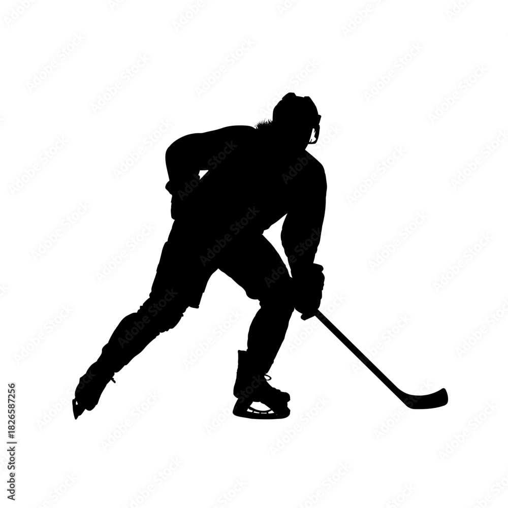 Fototapeta premium Ice hockey player silhouette - vector illustration