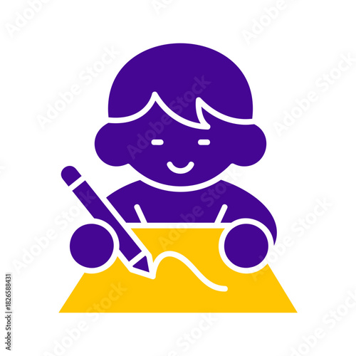 Child drawing with crayons