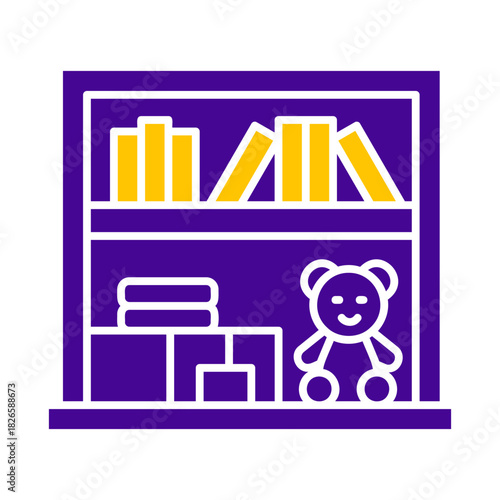 Storage shelf with toys