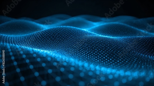 an abstract representation of blue digital data waves, symbolizing connectivity and technology