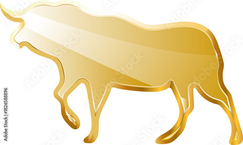 Bull gold icon. Isolated on transparent background.