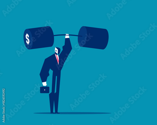 Robot. Artificial intelligence successfully with lifting overweight dollar coin