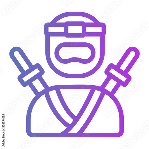 Ninja costume Line Gradient Icon