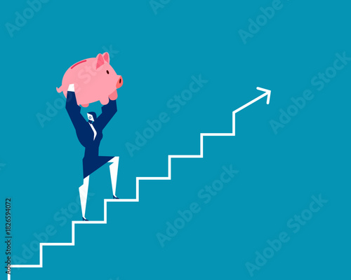 Robot. Artificial intelligence with finance saving growth