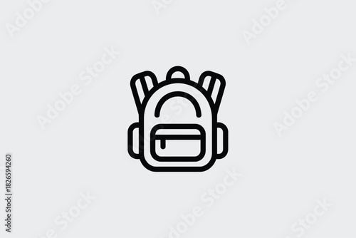 Backpack icon minimalist line art style vector illustration for travel and education apps