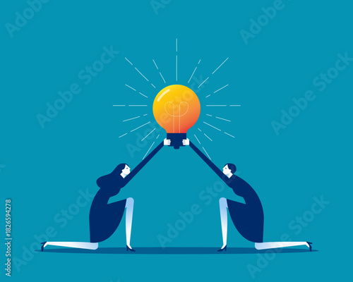 Idea. Business person holding light bulb