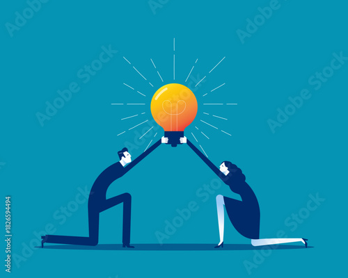 Idea. Business person holding light bulb