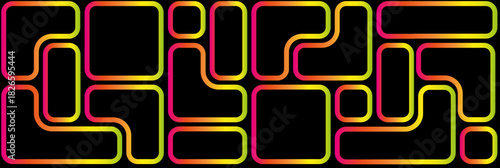 Neon Rainbow Shapes. Abstract Gradient Color Shapes Pattern on black background. Background with Vector Color Lines with Gradient. Geometric Shapes Graphic Design Element