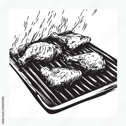 hand drawn vector illustration of a set of food