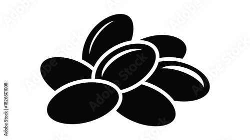Stylized black silhouette of a cluster of oval shaped objects