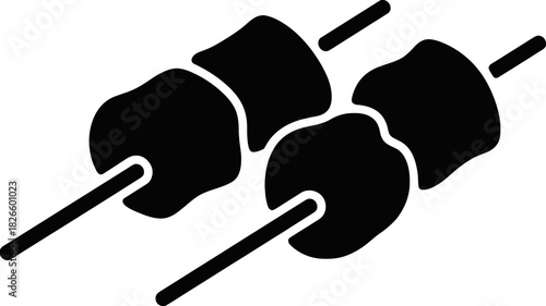 Simple black silhouette of meat skewers on sticks