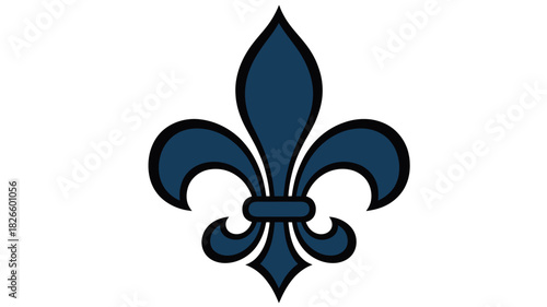 Elegant dark blue fleur de lis symbol on white background