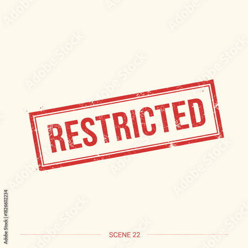 Red grunge rubber stamp impression with the word RESTRICTED on a cream background.