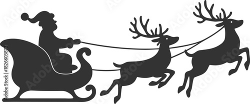 santa claus vector with deer icons