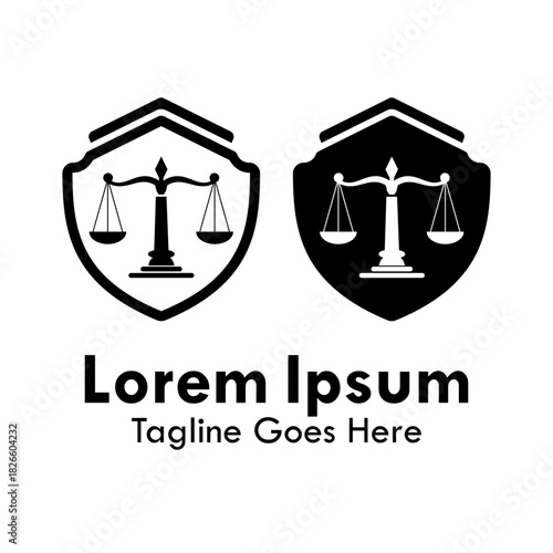 Elegant and strong law firm logo design. A vector symbol of justice scales within a shield, ideal for legal services, attorney offices, professional consulting, and equity.