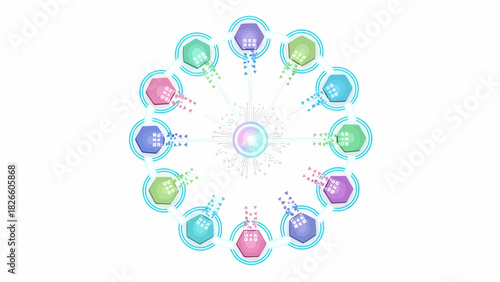 Abstract Technology Connection With Hexagons And Circuitry Concept