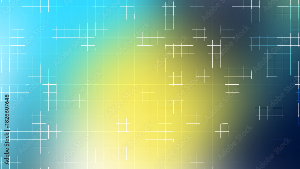 Obraz premium Light Blue Yellow Gradient Grid Background with Glowing Abstract Digital Pattern