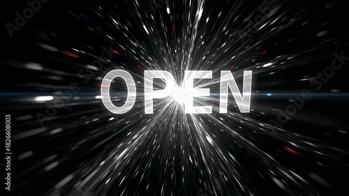 Abstract Light Streaks Exploding From Center with Open Text Overlay.