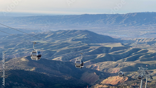 Cable car above the mountain valley