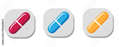 icons, set, isolate, illustration, tablet, medicine, 