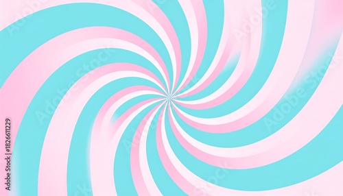 Swirling turquoise and pink lines emanate from the center in an abstract, eye-catching spiral pattern